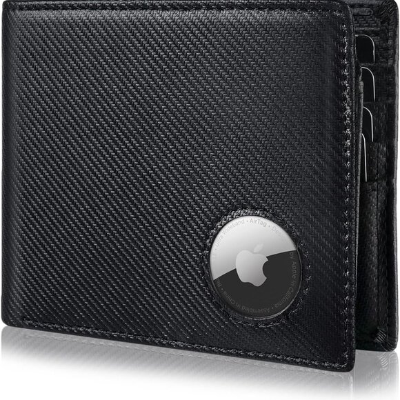 Black Wallet for Men Bifold Wallet with AirTag Holder‎ RFID Blocking Wallet